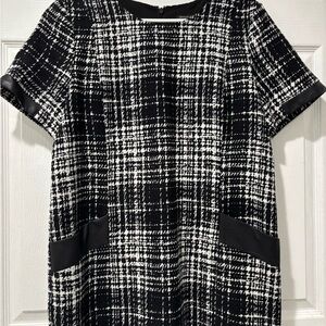 Banana Republic Factory Black and White Plaid Midi Dress